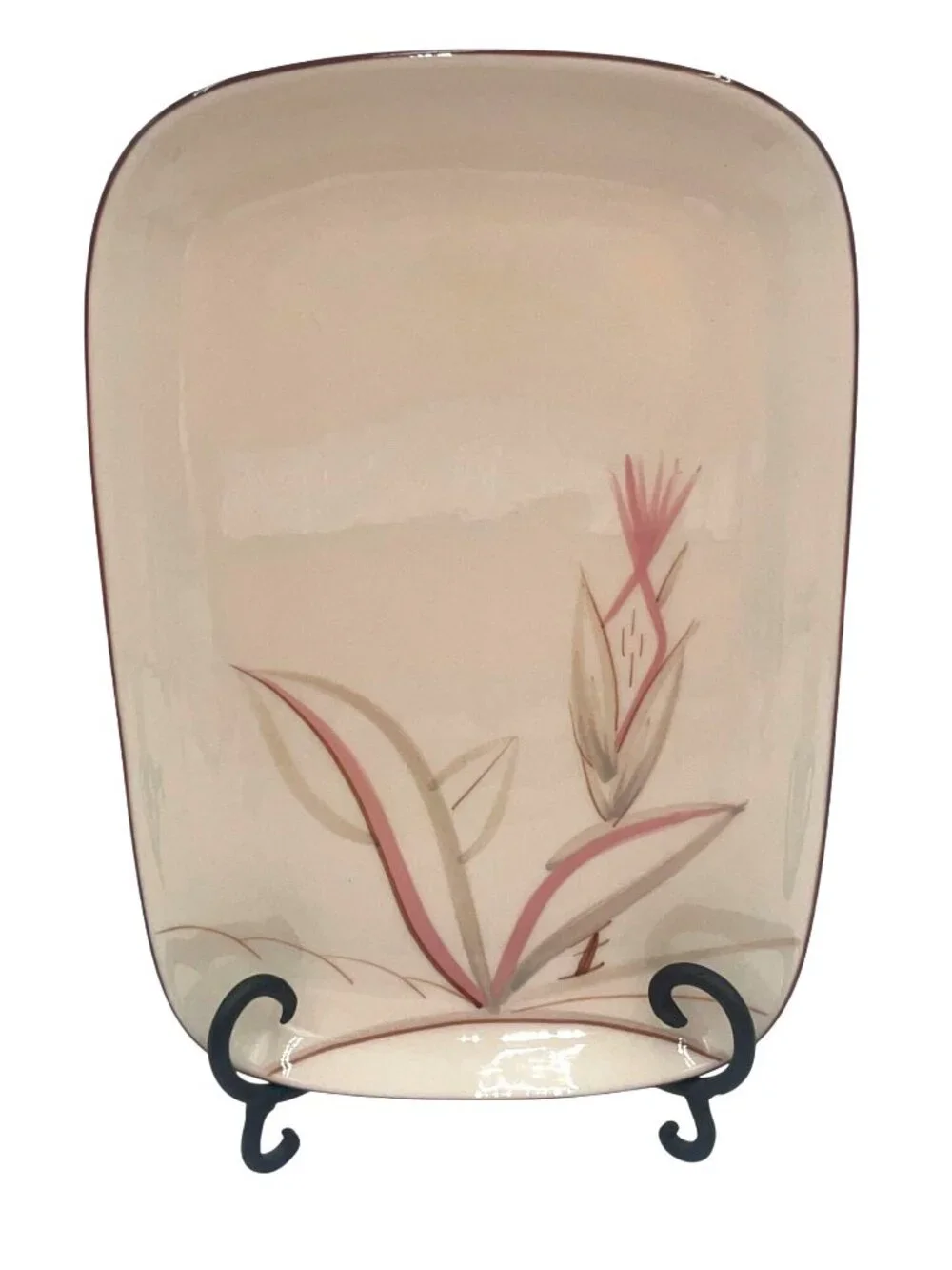 Hand-Painted Ceramic Rectangular Plate Winfield Dragon Flower Design 12